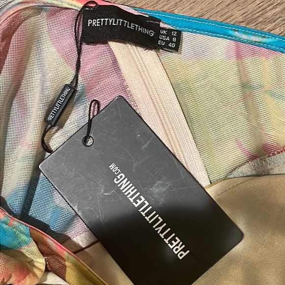 PrettyLittleThing Mesh One Shoulder Corset Barbie Crop Top size 8 NWT - Picture 7 of 8